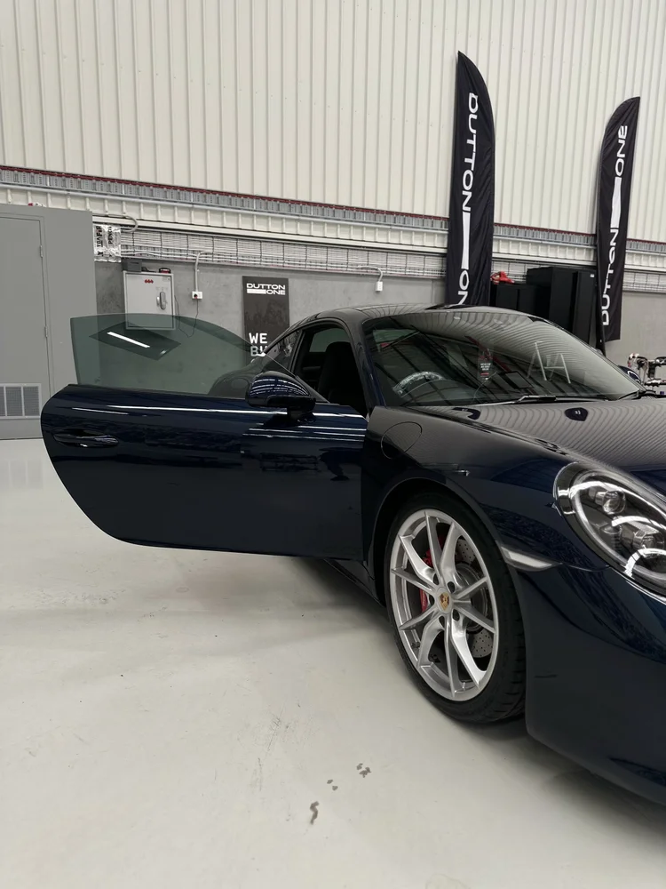 Porsche with dark window tinting